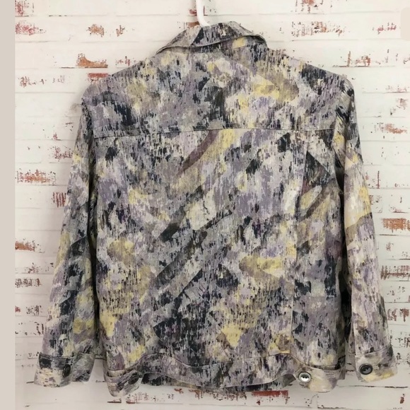 Chicos Multicolored Jean Jacket 3/4 Sleeve - Picture 3 of 6